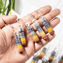Load image into Gallery viewer, Seven Chakra Crystal Bonded Pendulum With Quartz Ball