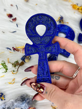Load image into Gallery viewer, Ankh Lapis Lazuli Etched Carvings