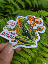 Load image into Gallery viewer, Mushroom Toad -Embroidered Patch- Slow Down PNW Forest Frog