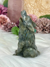 Load image into Gallery viewer, Labradorite Wolf Carving
