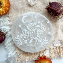 Load image into Gallery viewer, Midnight Mushroom Peach Selenite Plate