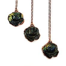 Load image into Gallery viewer, Labradorite Carved Rose Necklace