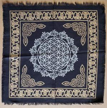 Load image into Gallery viewer, Altar Cloth / Crystal Grid Cloth Black, gold & silver