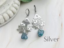 Load image into Gallery viewer, Blue Apatite ( Raw ) Mushroom Earrings
