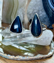 Load image into Gallery viewer, Blue Tiger Eye (Hawks Eye) Sterling Silver Rings