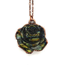Load image into Gallery viewer, Labradorite Carved Rose Necklace