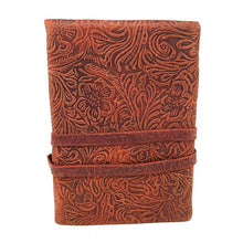 Load image into Gallery viewer, Burgundy Soft Leather Floral Print Journal 5x7"