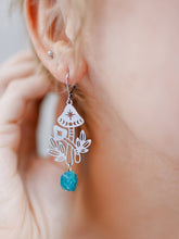 Load image into Gallery viewer, Blue Apatite ( Raw ) Mushroom Earrings