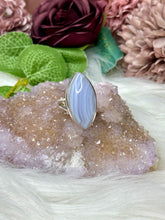 Load image into Gallery viewer, BLUE LACE AGATE Large Almond Sterling Silver Ring