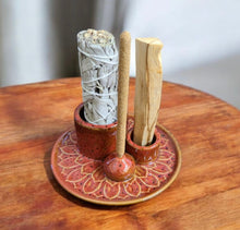Load image into Gallery viewer, Ceramic Triple-Use Burner (Smudge Stick, Palo Santo, candle & Incense)