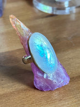 Load image into Gallery viewer, Rainbow Moonstone Large Ring - Sterling Silver