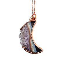 Load image into Gallery viewer, Waxing & Waning Amethyst Crescent Moon Necklace