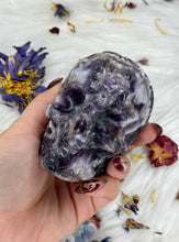 Load image into Gallery viewer, Chevron Amethyst Skull - Large w/ Etched Design