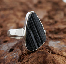Load image into Gallery viewer, BLACK TOURMALINE STERLING SILVER RING