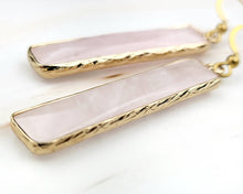 Load image into Gallery viewer, Rose Quartz Rectangle Earrings