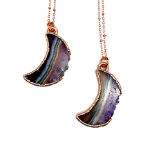 Load image into Gallery viewer, Waxing & Waning Amethyst Crescent Moon Necklace