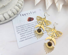 Load image into Gallery viewer, Tigers Eye Moth Moon Earrings