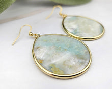 Load image into Gallery viewer, Thin Amazonite Teardrop Earrings