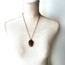 Load image into Gallery viewer, Tiger Eye Carved Skull Necklace