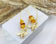 Load image into Gallery viewer, Gold Bee Natural Baltic Amber Earrings