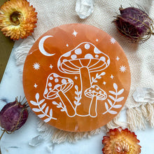 Load image into Gallery viewer, Midnight Mushroom Peach Selenite Plate