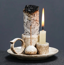 Load image into Gallery viewer, Ceramic Triple-Use Burner (Smudge Stick, Palo Santo, candle & Incense)