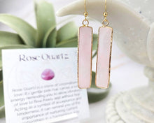 Load image into Gallery viewer, Rose Quartz Rectangle Earrings