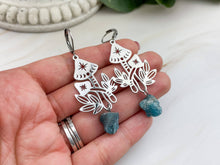 Load image into Gallery viewer, Blue Apatite ( Raw ) Mushroom Earrings