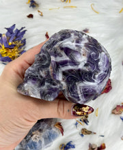 Load image into Gallery viewer, Chevron Amethyst Skull - Large w/ Etched Design