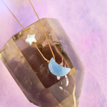 Load image into Gallery viewer, Blue Opal I Love You To The Moon & Back Necklace