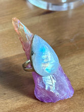 Load image into Gallery viewer, Rainbow Moonstone Large Ring - Sterling Silver