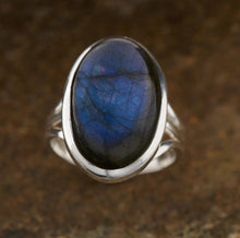 Load image into Gallery viewer, Labradorite Large Ring - Sterling Silver