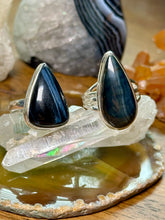 Load image into Gallery viewer, Blue Tiger Eye (Hawks Eye) Sterling Silver Rings