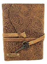 Load image into Gallery viewer, Brown Soft Leather Floral Print Journal 5x7"