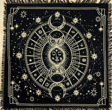 Load image into Gallery viewer, Altar Cloth / Crystal Grid Cloth Black, gold & silver