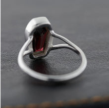 Load image into Gallery viewer, GARNET STERLING SILVER COFFIN RING