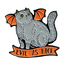 Load image into Gallery viewer, "Evil As Heck" Devil Cat Enamel Pin