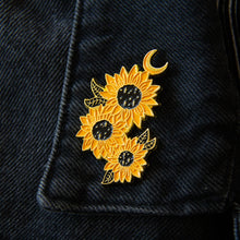 Load image into Gallery viewer, Sunflower Moon Enamel Pin