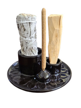 Load image into Gallery viewer, Ceramic Triple-Use Burner (Smudge Stick, Palo Santo, candle & Incense)