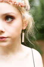 Load image into Gallery viewer, Rose Quartz Rectangle Earrings