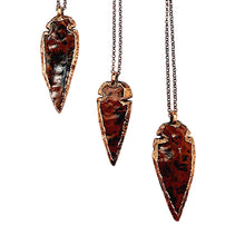 Load image into Gallery viewer, Knapped Mahogany Obsidian Arrowhead Necklace