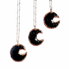 Load image into Gallery viewer, Knapped Obsidian Crescent Moon Necklace