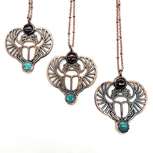Load image into Gallery viewer, Wings of Ra Ancient Scarab Necklace — Sunstone & Turquoise