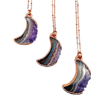Load image into Gallery viewer, Waxing & Waning Amethyst Crescent Moon Necklace