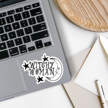 Load image into Gallery viewer, Witchy Woman Moon & Stars Vinyl Sticker 3"