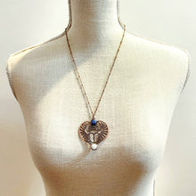 Load image into Gallery viewer, Wings of Ra Ancient Scarab Necklace—Kyanite & Blue Moonstone