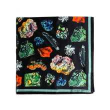 Load image into Gallery viewer, 100% Silk Scarf Gems and Minerals Bandana 17x17
