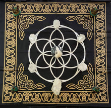 Load image into Gallery viewer, Altar Cloth / Crystal Grid Cloth Black, gold & silver