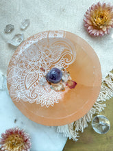 Load image into Gallery viewer, PEACH Selenite Offering Bowl Trinket Dish "Henna Prayer"