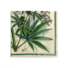 Load image into Gallery viewer, 100% Silk Scarf Botanical Marijuana Cannabis Bandana 17x17